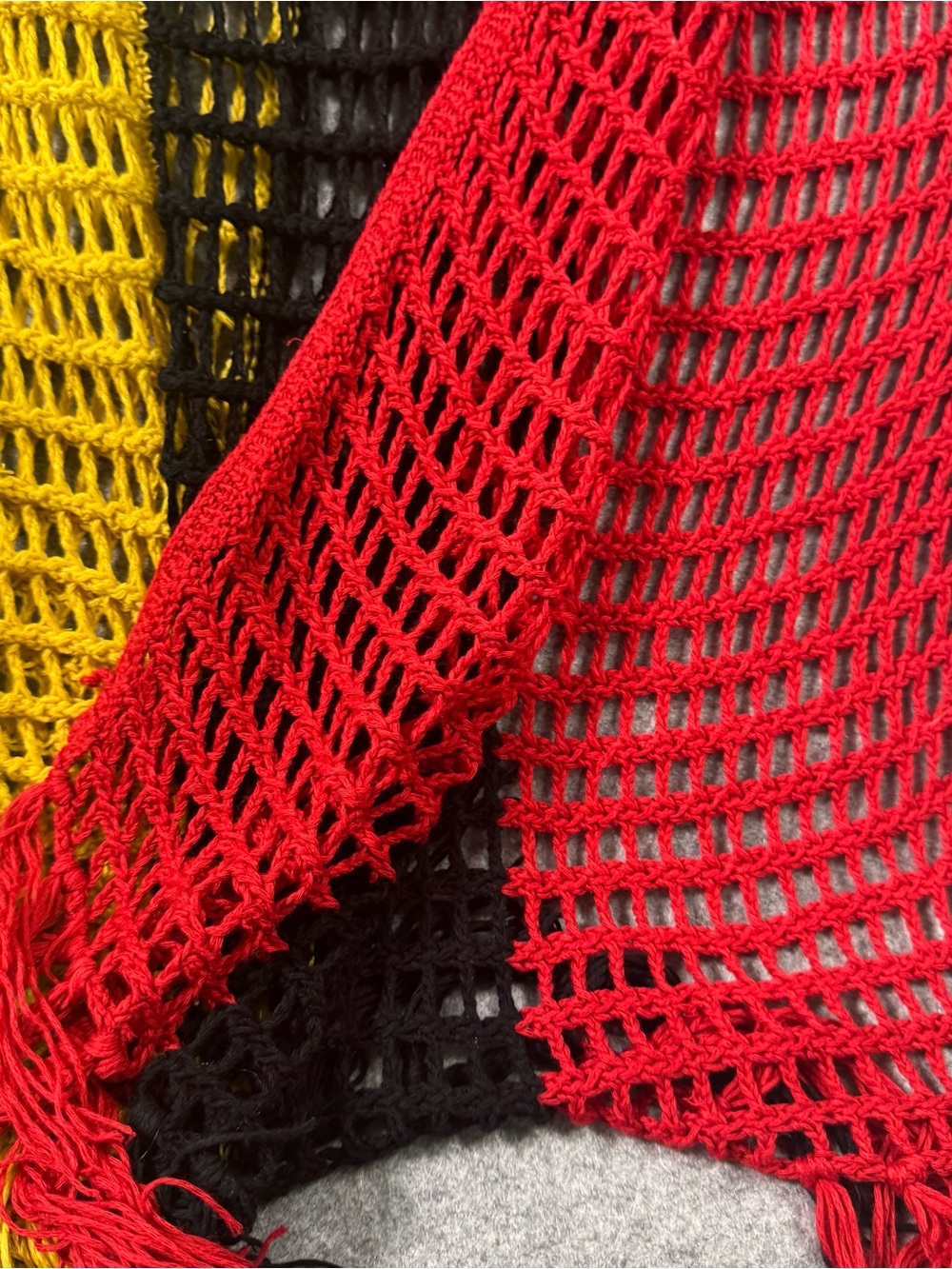 Rasta Stripe Crochet Swim Coverup - Green Yellow Black Red - Picture 3 of 5